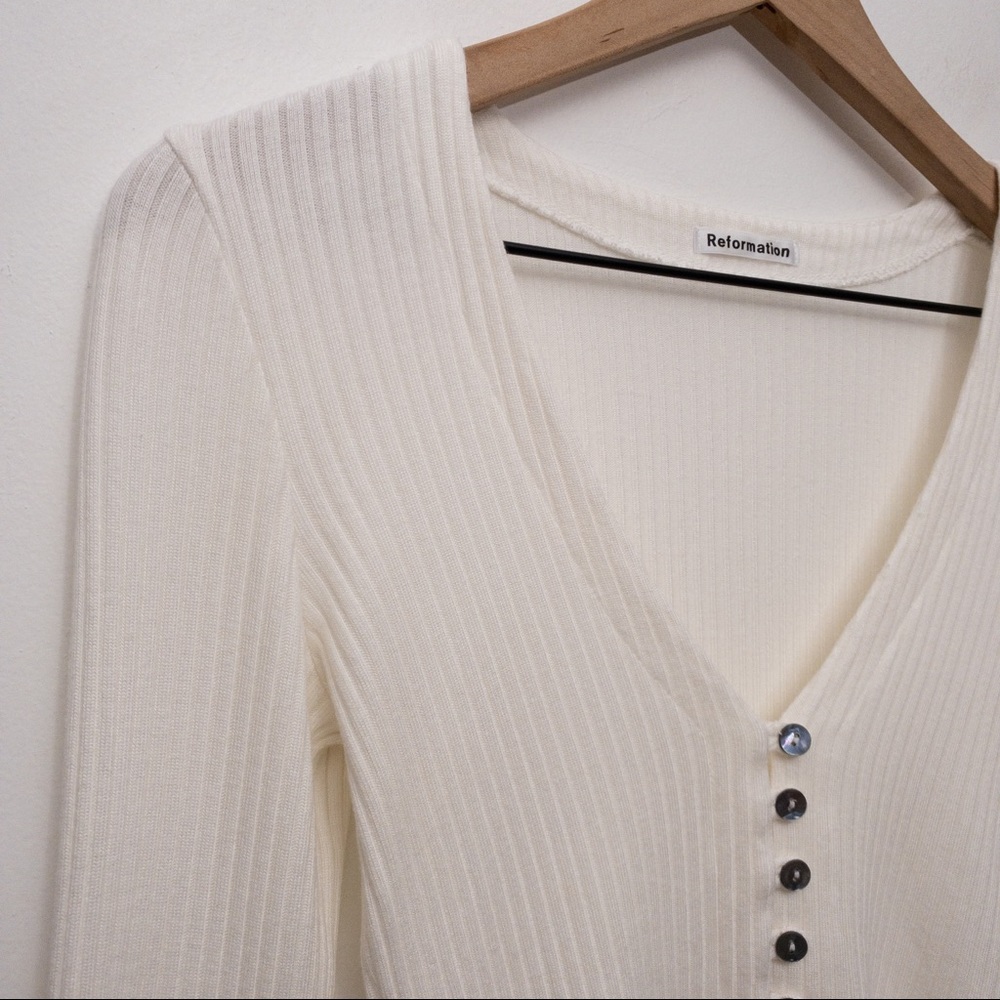REFORMATION Gellar Top Ivory Size Medium - Picture 7 of 13